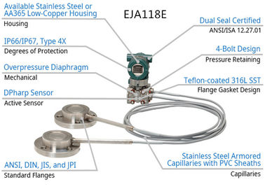 먼 격막 물개를 가진 Yokogawa EJA118E 차별 압력 전송기
